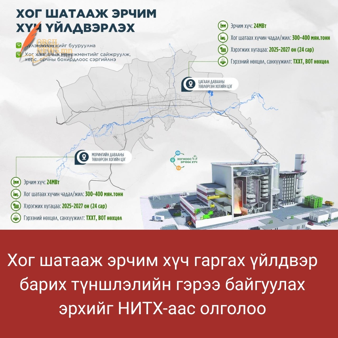 Хог шатааж эрчим хүч гаргах үйлдвэр барих түншлэлийн гэрээ байгуулах эрхийг НИТХ-аас олголоо