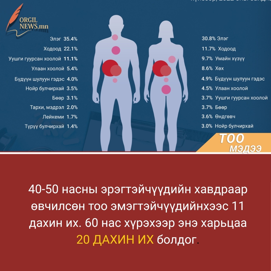 2023 онд хорт хавдрын нийт 7244 шинэ тохиолдол бүртгэгдсэн.